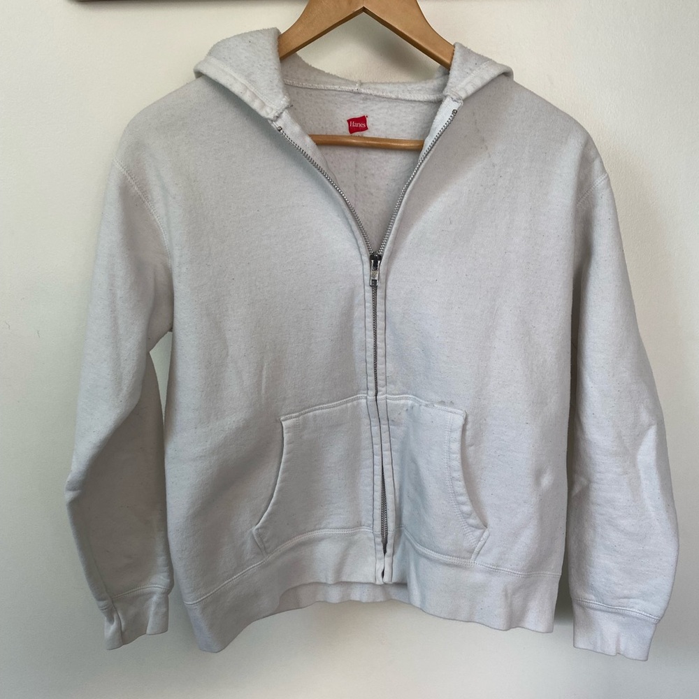 White zip-up hoodie